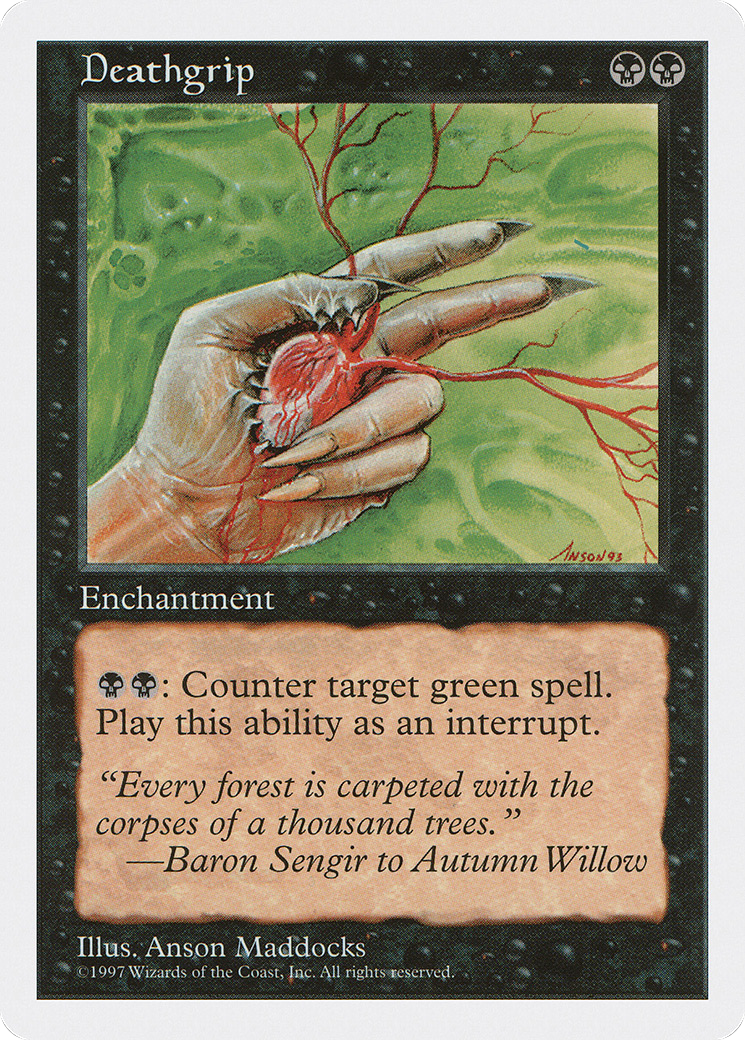 Deathgrip (5ED-154) - Fifth Edition - Premium MTG Single from Wizards of the Coast - Just $0.18! Shop now at Game Crave Tournament Store