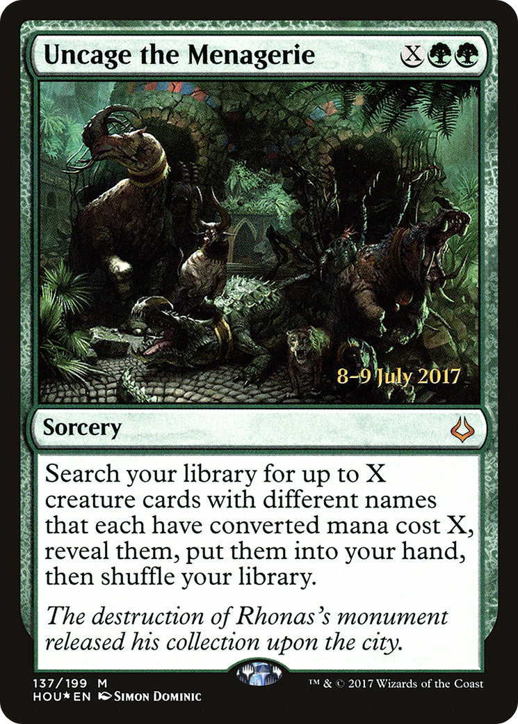 Uncage the Menagerie (PHOU-137S) - Hour of Devastation Promos Foil - Premium MTG Single from Wizards of the Coast - Just $3.20! Shop now at Game Crave Tournament Store