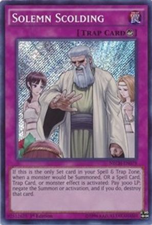 Solemn Scolding (NECH-EN079) - The New Challengers 1st Edition - Premium Yugioh Single from Konami - Just $1.44! Shop now at Game Crave Tournament Store