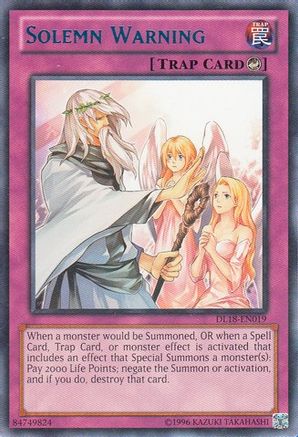 Solemn Warning (Blue) (DL18-EN019) - Duelist League Promo Unlimited - Premium Yugioh Single from Konami - Just $3.91! Shop now at Game Crave Tournament Store