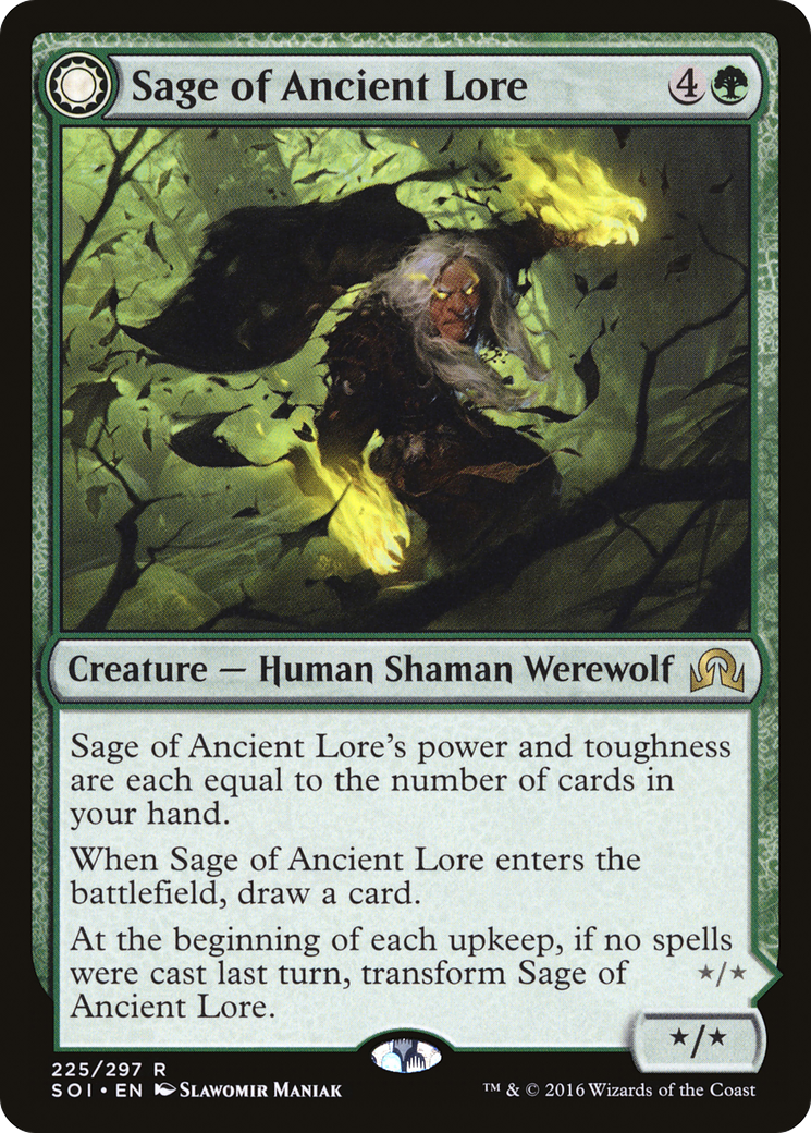 Sage of Ancient Lore // Werewolf of Ancient Hunger (SOI-225) - Shadows over Innistrad: (Double Faced Transform) - Premium MTG Single from Wizards of the Coast - Just $0.59! Shop now at Game Crave Tournament Store