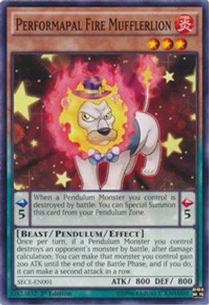 Performapal Fire Mufflerlion (SECE-EN001) - Secrets of Eternity 1st Edition - Premium Yugioh Single from Konami - Just $0.25! Shop now at Game Crave Tournament Store