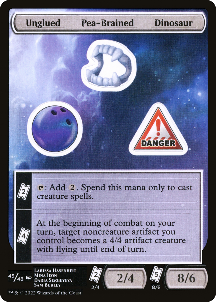 Unglued Pea-Brained Dinosaur (SUNF-045) - Unfinity Sticker Sheets - Premium MTG Single from Wizards of the Coast - Just $0.53! Shop now at Game Crave Tournament Store