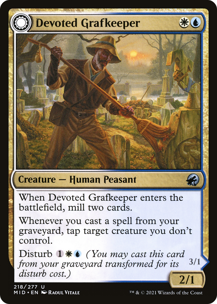 Devoted Grafkeeper // Departed Soulkeeper (MID-218) - Innistrad: Midnight Hunt: (Double Faced Transform) Foil - Premium MTG Single from Wizards of the Coast - Just $0.08! Shop now at Game Crave Tournament Store