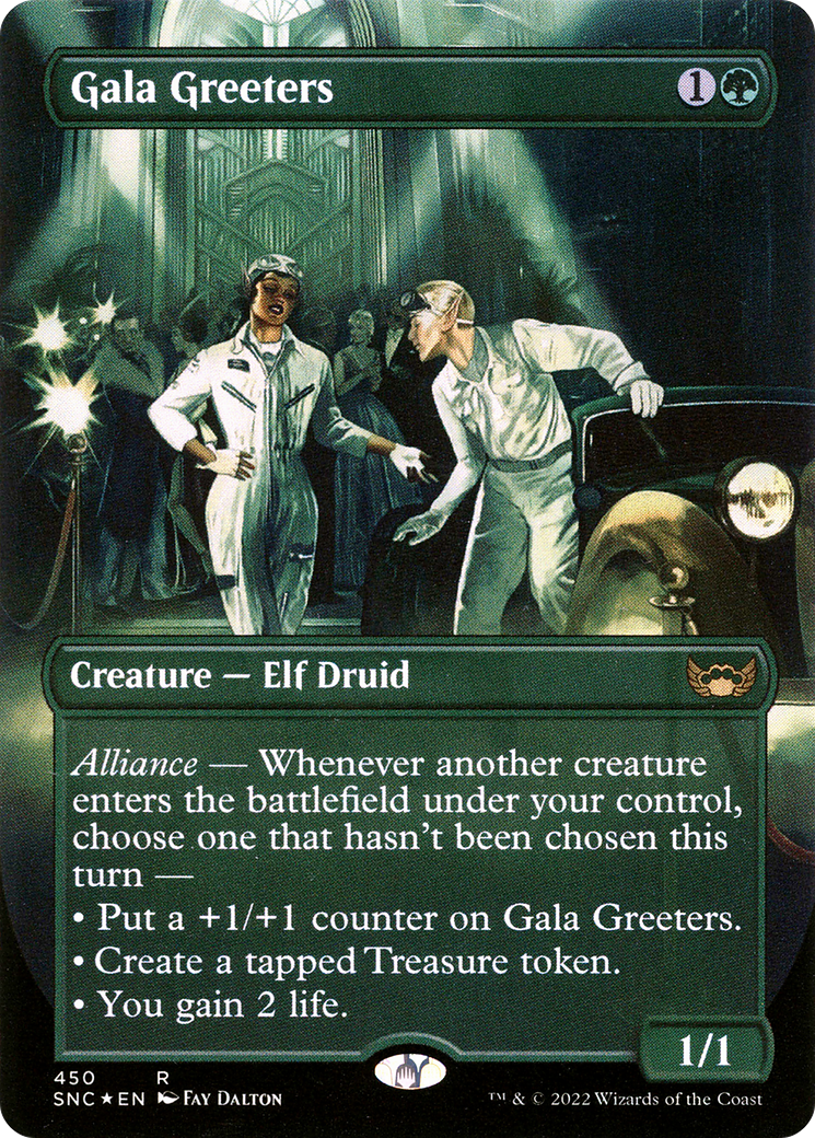 Gala Greeters (SNC-450) - Streets of New Capenna (Borderless) Foil - Premium MTG Single from Wizards of the Coast - Just $0.10! Shop now at Game Crave Tournament Store