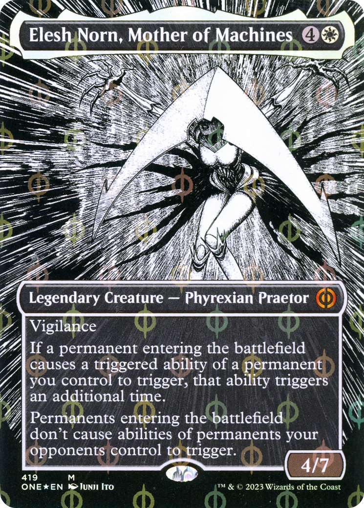 Elesh Norn, Mother of Machines (ONE-419) - Phyrexia: All Will Be One: (Showcase) (Borderless) Foil - Premium MTG Single from Wizards of the Coast - Just $35.62! Shop now at Game Crave Tournament Store