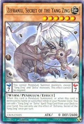 Zefraniu, Secret of the Yang Zing (CROS-EN025) - Crossed Souls 1st Edition - Premium Yugioh Single from Konami - Just $0.25! Shop now at Game Crave Tournament Store