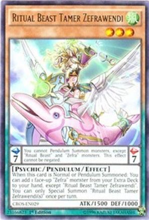 Ritual Beast Tamer Zefrawendi (CROS-EN029) - Crossed Souls 1st Edition - Premium Yugioh Single from Konami - Just $0.08! Shop now at Game Crave Tournament Store
