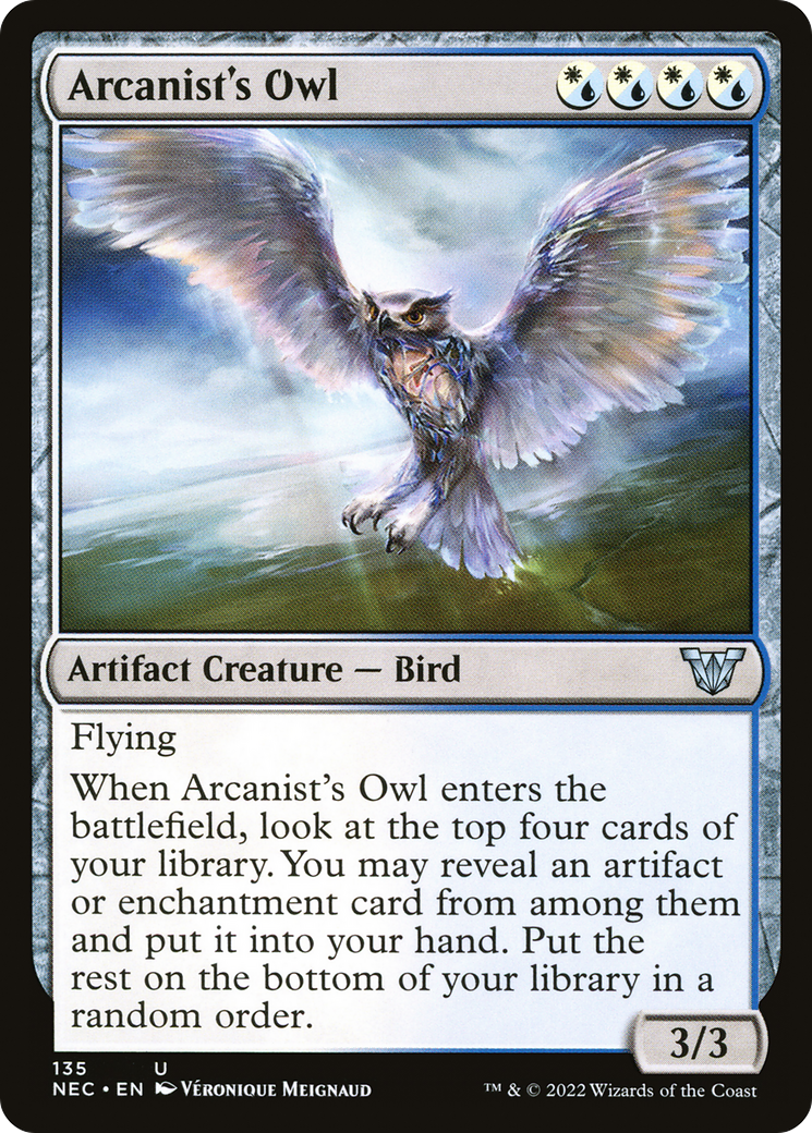 Arcanist's Owl (NEC-135) - Neon Dynasty Commander - Premium MTG Single from Wizards of the Coast - Just $0.08! Shop now at Game Crave Tournament Store