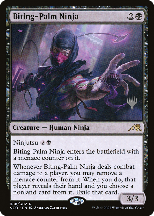 Biting-Palm Ninja (PNEO-88P) - Kamigawa: Neon Dynasty Promos - Premium MTG Single from Wizards of the Coast - Just $0.52! Shop now at Game Crave Tournament Store
