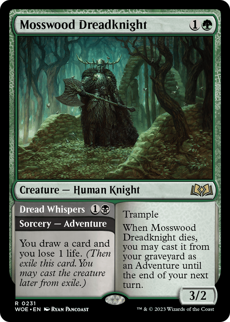 Mosswood Dreadknight // Dread Whispers (WOE-231) - Wilds of Eldraine - Premium MTG Single from Wizards of the Coast - Just $0.11! Shop now at Game Crave Tournament Store