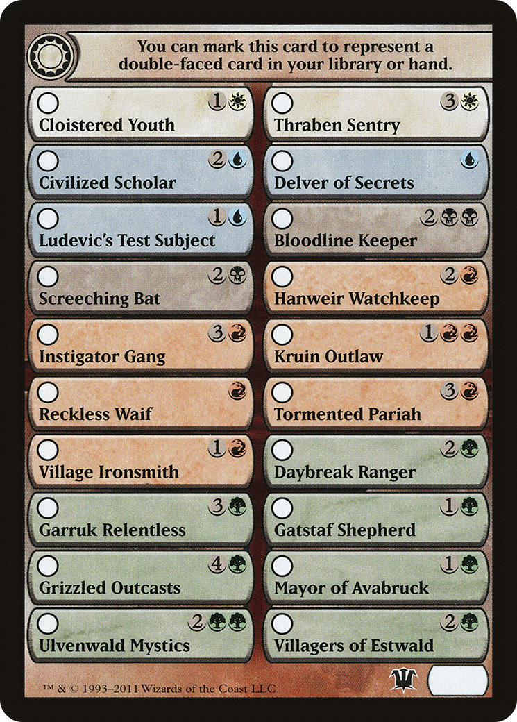 Innistrad Checklist (TISD-013) - Innistrad Tokens - Premium MTG Single from Wizards of the Coast - Just $0.08! Shop now at Game Crave Tournament Store