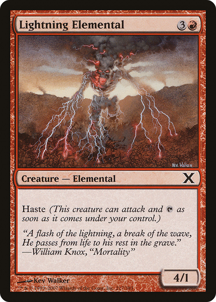 Lightning Elemental (10E-217) - Tenth Edition - Premium MTG Single from Wizards of the Coast - Just $0.25! Shop now at Game Crave Tournament Store