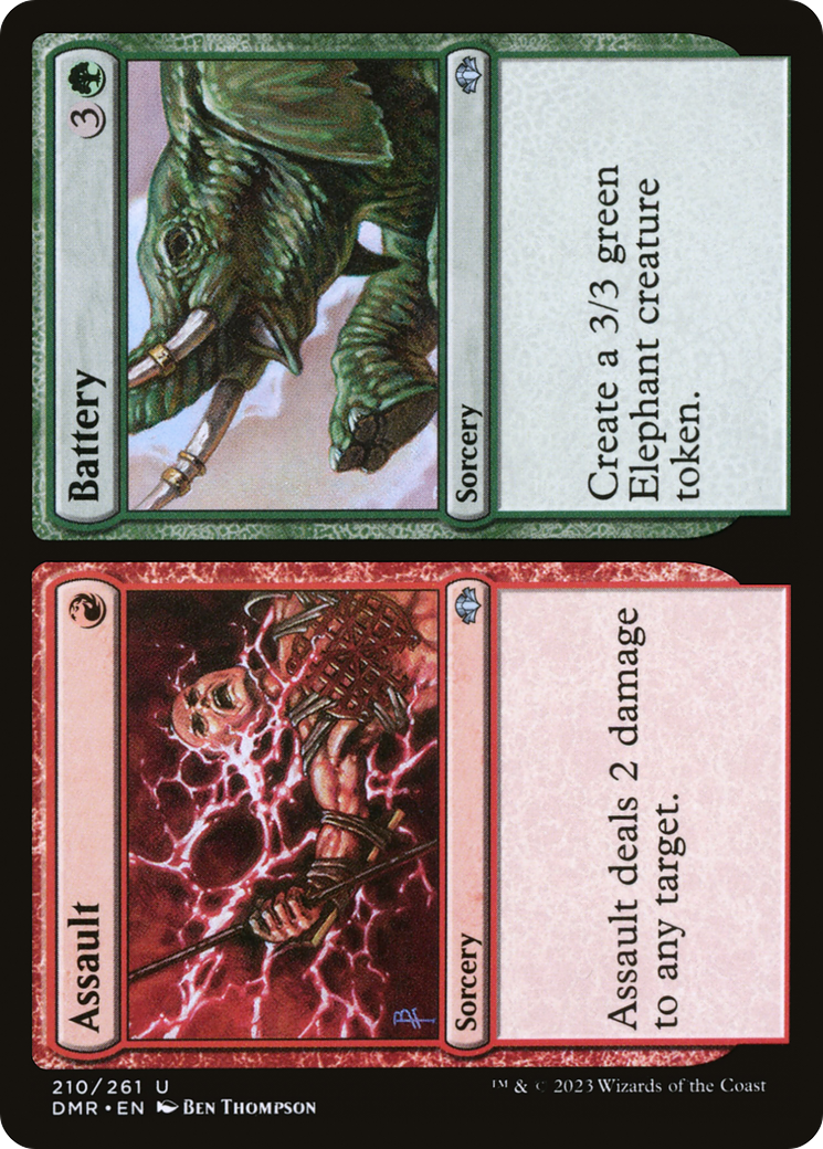 Assault // Battery (DMR-210) - Dominaria Remastered Foil - Premium MTG Single from Wizards of the Coast - Just $0.08! Shop now at Game Crave Tournament Store