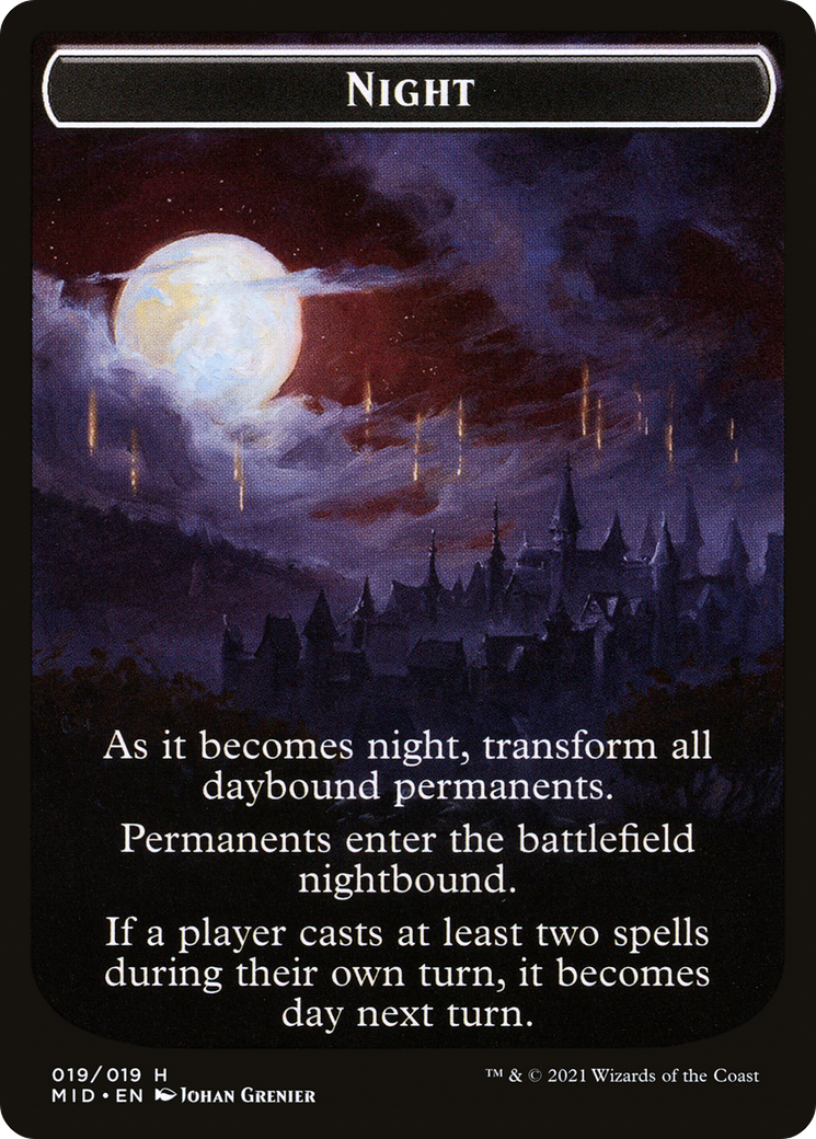 Day // Night (TMID-019) - Innistrad: Midnight Hunt Tokens - Premium MTG Single from Wizards of the Coast - Just $0! Shop now at Game Crave Tournament Store