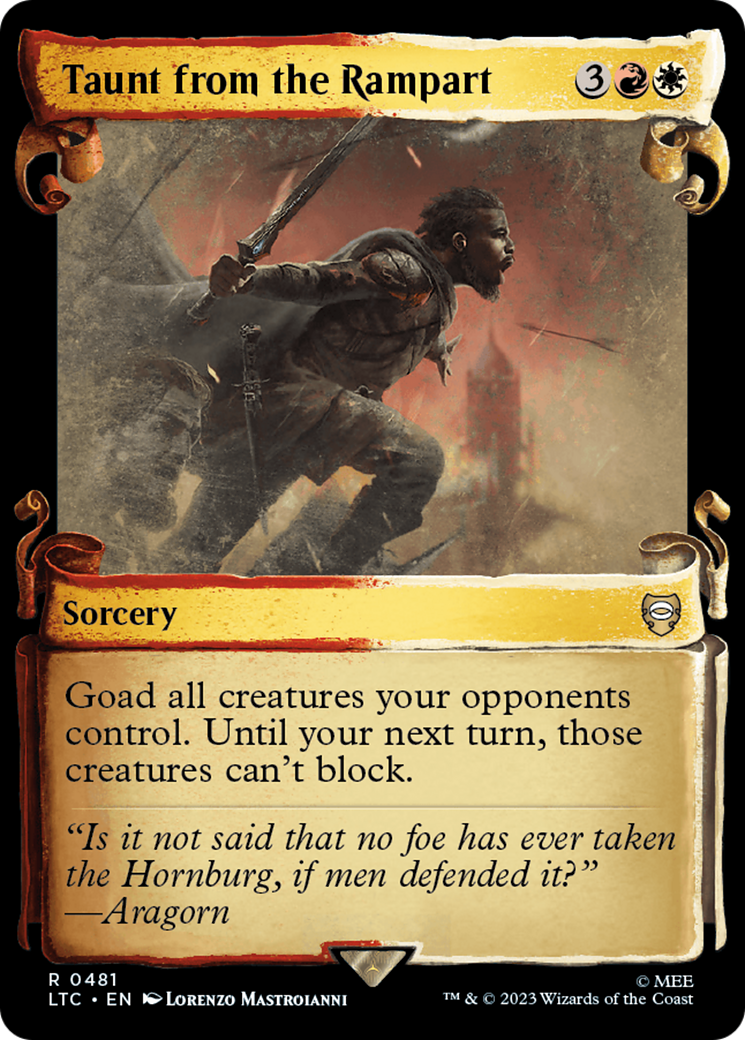 Taunt from the Rampart (LTC-481) - Tales of Middle-earth Commander: (Showcase) Foil - Premium MTG Single from Wizards of the Coast - Just $1.85! Shop now at Game Crave Tournament Store