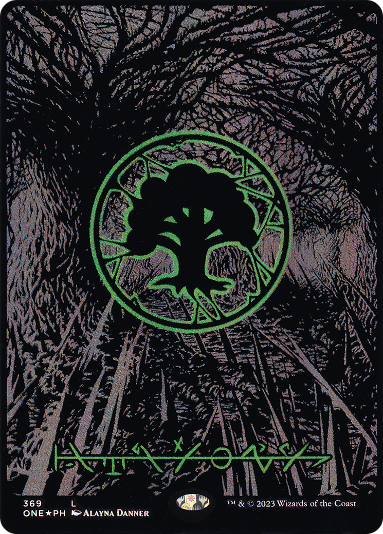 Forest (ONE-369) - Phyrexia: All Will Be One (Borderless) Foil - Premium MTG Single from Wizards of the Coast - Just $1.39! Shop now at Game Crave Tournament Store