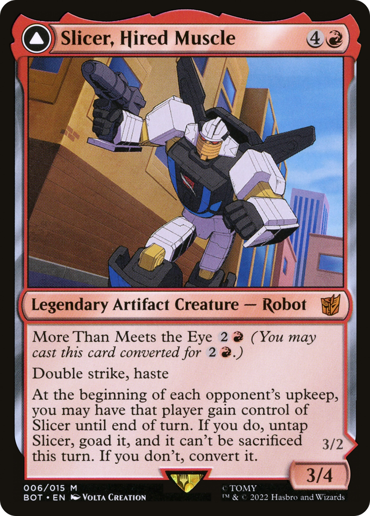 Slicer, Hired Muscle // Slicer, High-Speed Antagonist (BOT-006) - Transformers: (convertdfc) - Premium MTG Single from Wizards of the Coast - Just $1.14! Shop now at Game Crave Tournament Store