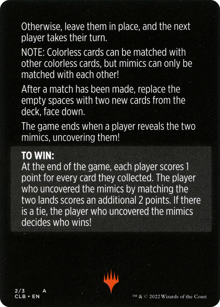 Mimic Match // Mimic Match (cont'd) (MCLB-002) - Commander Legends: Battle for Baldur's Gate Minigames - Premium MTG Single from Wizards of the Coast - Just $0! Shop now at Game Crave Tournament Store