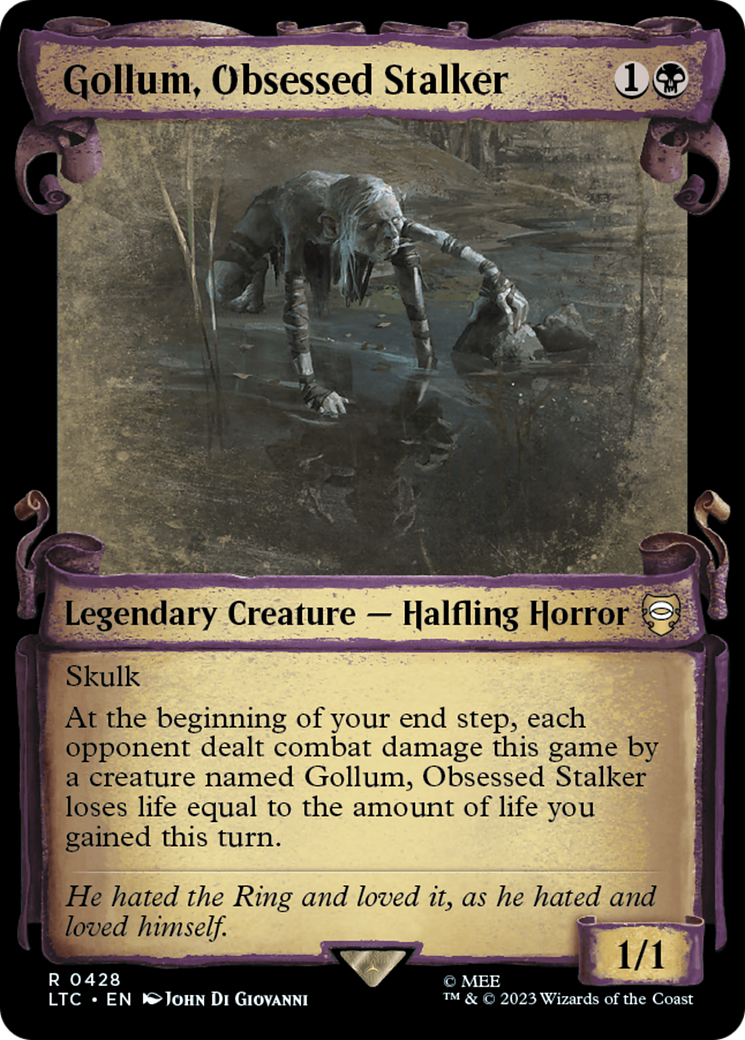Gollum, Obsessed Stalker (LTC-428) - Tales of Middle-earth Commander: (Showcase) Foil - Premium MTG Single from Wizards of the Coast - Just $1.11! Shop now at Game Crave Tournament Store