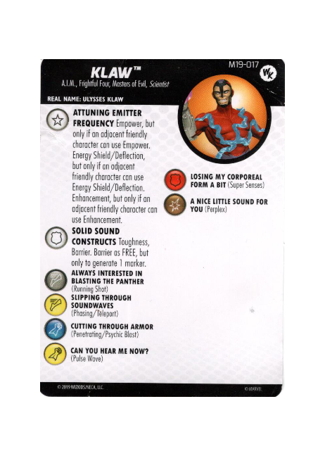 Klaw #M19-017 Marvel HeroClix Promos - Premium HCX Single from WizKids - Just $0.99! Shop now at Game Crave Tournament Store