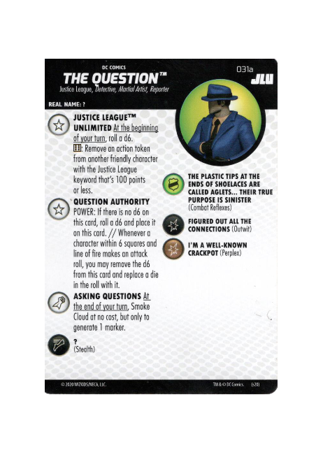The Question #031a DC Justice League Unlimited Heroclix - Premium HCX Single from WizKids - Just $6.90! Shop now at Game Crave Tournament Store