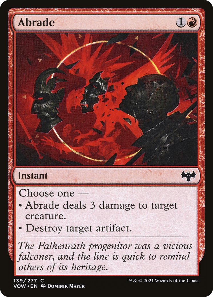 Abrade (VOW-139) - Innistrad: Crimson Vow - Premium MTG Single from Wizards of the Coast - Just $0.08! Shop now at Game Crave Tournament Store