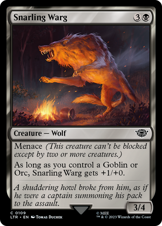 Snarling Warg (LTR-109) - The Lord of the Rings: Tales of Middle-earth Foil - Premium MTG Single from Wizards of the Coast - Just $0.25! Shop now at Game Crave Tournament Store
