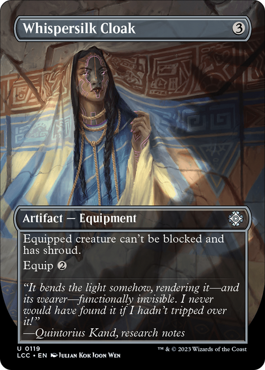 Whispersilk Cloak (LCC-119) - The Lost Caverns of Ixalan Commander (Borderless) - Premium MTG Single from Wizards of the Coast - Just $0.91! Shop now at Game Crave Tournament Store