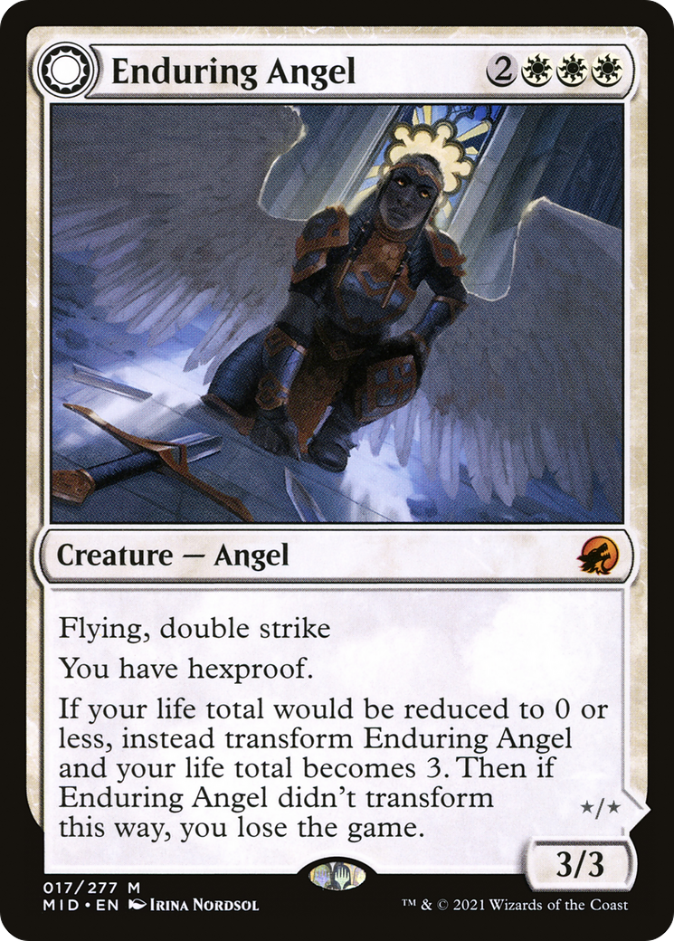 Enduring Angel // Angelic Enforcer (MID-017) - Innistrad: Midnight Hunt: (Double Faced Transform) Foil - Premium MTG Single from Wizards of the Coast - Just $0.49! Shop now at Game Crave Tournament Store