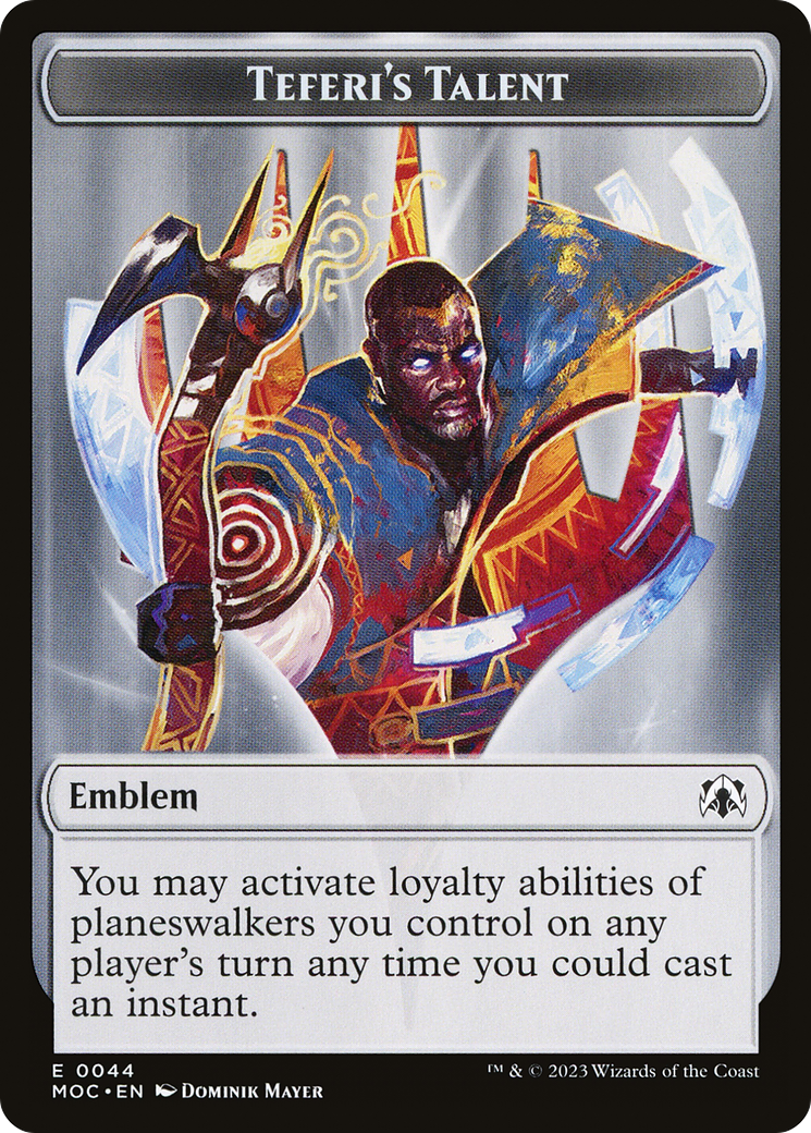 Teferi's Talent Emblem (TMOC-044) - March of the Machine Commander Tokens - Premium MTG Single from Wizards of the Coast - Just $0! Shop now at Game Crave Tournament Store