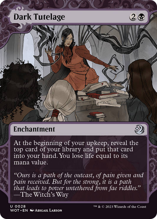 Dark Tutelage (WOT-028) - Wilds of Eldraine: Enchanting Tales: (Showcase) (Borderless) - Premium MTG Single from Wizards of the Coast - Just $0.08! Shop now at Game Crave Tournament Store