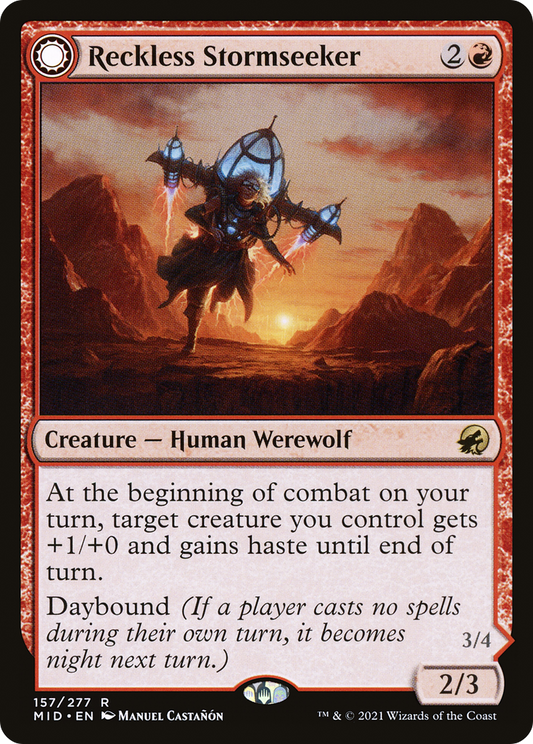 Reckless Stormseeker // Storm-Charged Slasher (MID-157) - Innistrad: Midnight Hunt: (Double Faced Transform) - Premium MTG Single from Wizards of the Coast - Just $0.12! Shop now at Game Crave Tournament Store