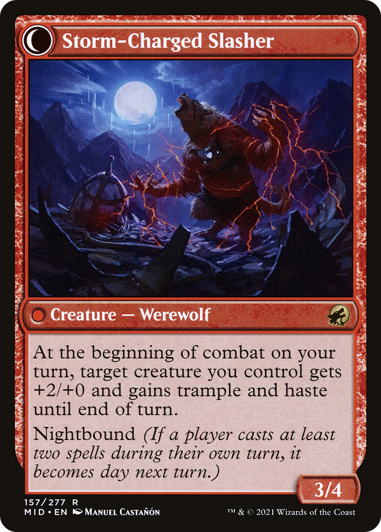 Reckless Stormseeker // Storm-Charged Slasher (MID-157) - Innistrad: Midnight Hunt: (Double Faced Transform) Foil - Premium MTG Single from Wizards of the Coast - Just $0.18! Shop now at Game Crave Tournament Store