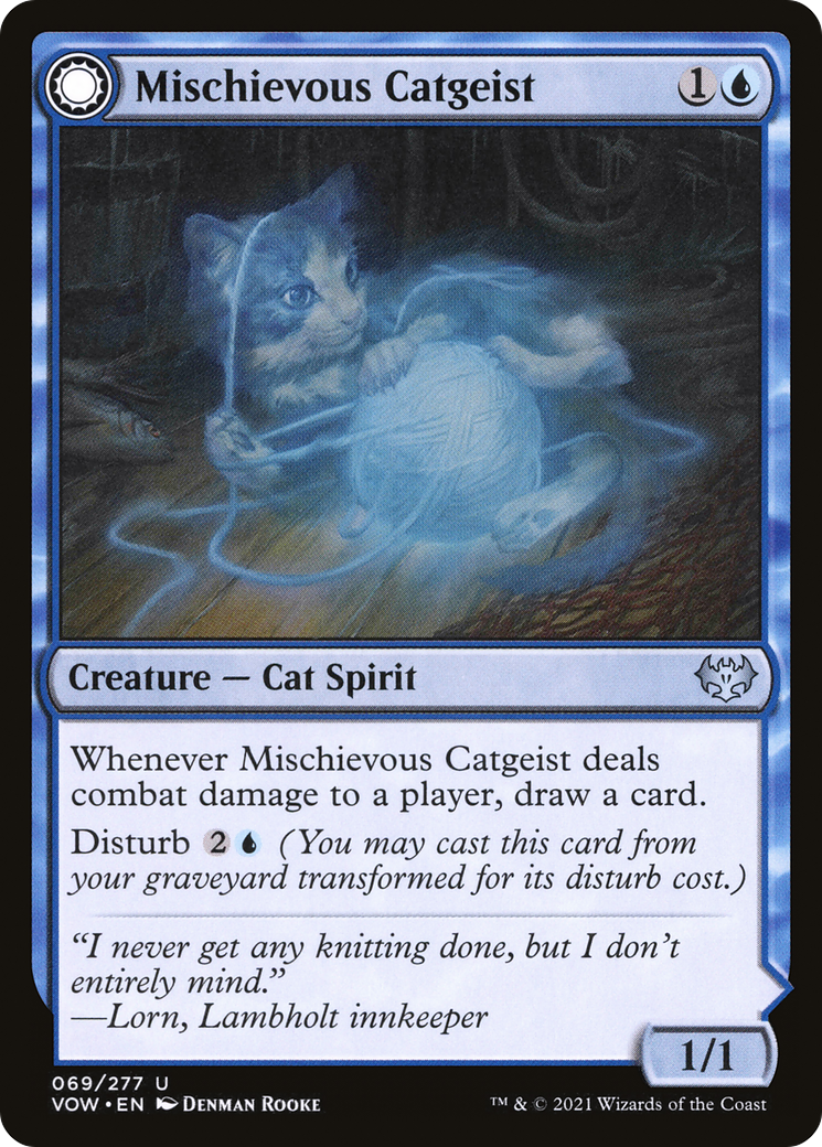 Mischievous Catgeist // Catlike Curiosity (VOW-069) - Innistrad: Crimson Vow: (Double Faced Transform) Foil - Premium MTG Single from Wizards of the Coast - Just $0.08! Shop now at Game Crave Tournament Store