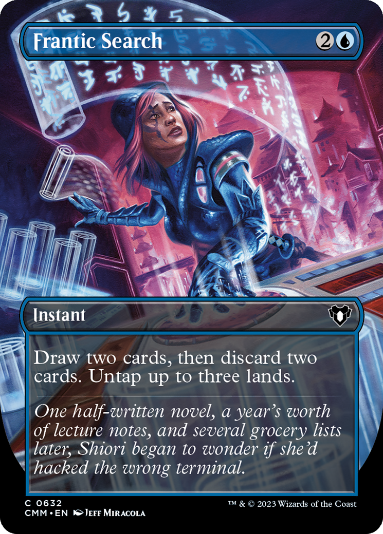 Frantic Search (CMM-632) - Commander Masters (Borderless) - Premium MTG Single from Wizards of the Coast - Just $0.11! Shop now at Game Crave Tournament Store