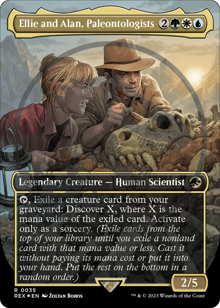 Ellie and Alan, Paleontologists (REX-035) - Jurassic World Collection (Borderless) Foil - Premium MTG Single from Wizards of the Coast - Just $29.23! Shop now at Game Crave Tournament Store