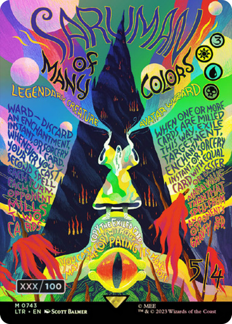 Saruman of Many Colors (LTR-743Z) - The Lord of the Rings: Tales of Middle-earth (Borderless) Foil - Premium MTG Single from Wizards of the Coast - Just $250.80! Shop now at Game Crave Tournament Store