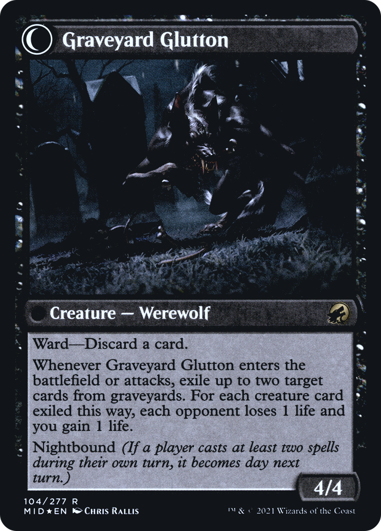Graveyard Trespasser // Graveyard Glutton (PMID-104S) - Innistrad: Midnight Hunt Promos: (Double Faced Transform) Foil - Premium MTG Single from Wizards of the Coast - Just $0.65! Shop now at Game Crave Tournament Store