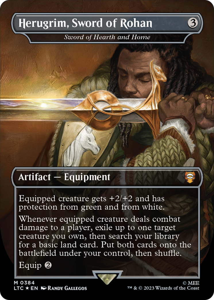 Sword of Hearth and Home (LTC-384) - Tales of Middle-earth Commander / Herugrim, Sword of Rohan (Borderless) Foil - Premium MTG Single from Wizards of the Coast - Just $8.37! Shop now at Game Crave Tournament Store