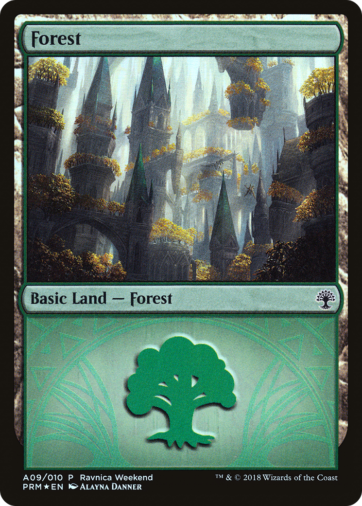 Forest (PRWK-A09) - GRN Ravnica Weekend Foil - Premium MTG Single from Wizards of the Coast - Just $0.65! Shop now at Game Crave Tournament Store