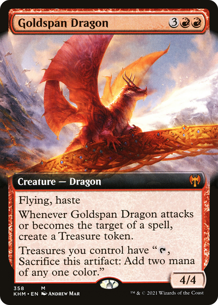 Goldspan Dragon (KHM-358) - Kaldheim: (Extended Art) Foil - Premium MTG Single from Wizards of the Coast - Just $4.96! Shop now at Game Crave Tournament Store