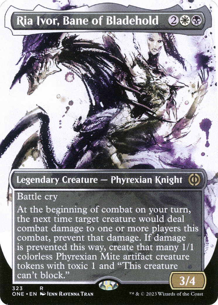 Ria Ivor, Bane of Bladehold (ONE-323) - Phyrexia: All Will Be One: (Showcase) (Borderless) - Premium MTG Single from Wizards of the Coast - Just $0.08! Shop now at Game Crave Tournament Store
