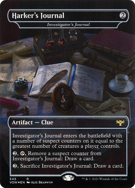 Investigator's Journal (VOW-345) - Innistrad: Crimson Vow / Harker's Journal: (Showcase) (Borderless) - Premium MTG Single from Wizards of the Coast - Just $0.08! Shop now at Game Crave Tournament Store