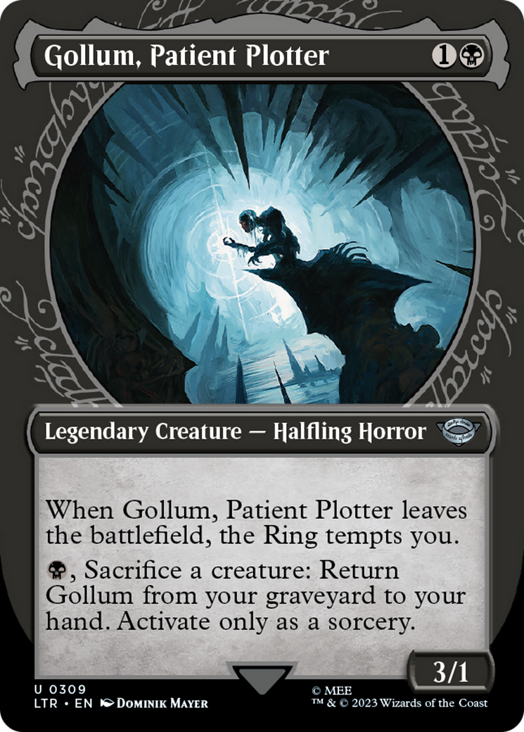 Gollum, Patient Plotter (LTR-309) - The Lord of the Rings: Tales of Middle-earth: (Showcase) (Borderless) Foil - Premium MTG Single from Wizards of the Coast - Just $0.08! Shop now at Game Crave Tournament Store