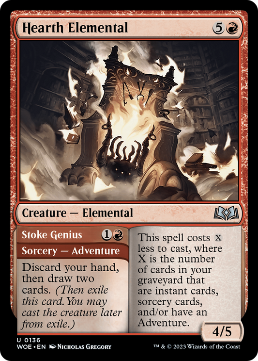Hearth Elemental // Stoke Genius (WOE-136) - Wilds of Eldraine Foil - Premium MTG Single from Wizards of the Coast - Just $0.08! Shop now at Game Crave Tournament Store