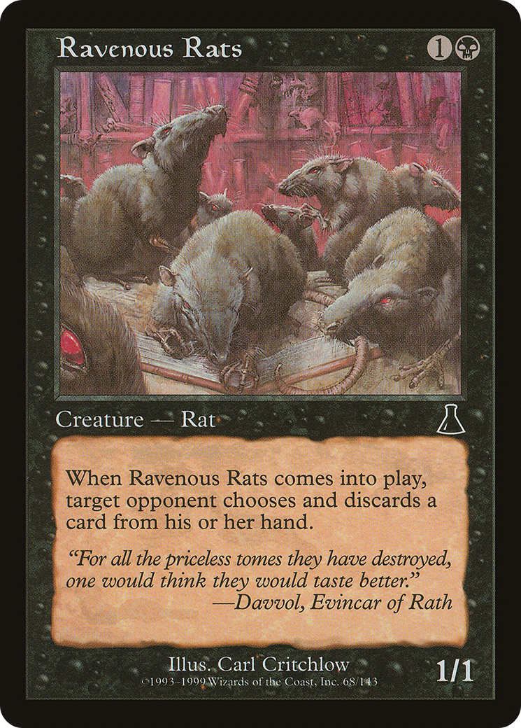 Ravenous Rats (UDS-068) - Urza's Destiny Foil - Premium MTG Single from Wizards of the Coast - Just $0.95! Shop now at Game Crave Tournament Store