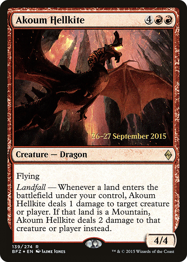 Akoum Hellkite (PBFZ-139S) - Battle for Zendikar Promos Foil - Premium MTG Single from Wizards of the Coast - Just $0.38! Shop now at Game Crave Tournament Store