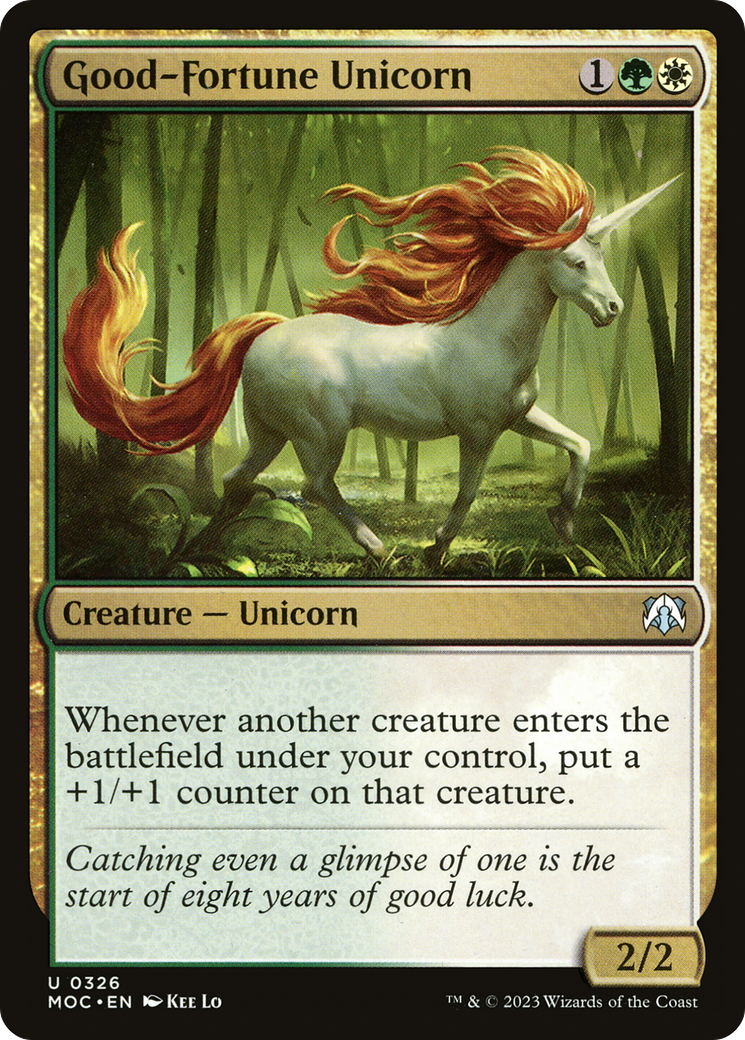 Good-Fortune Unicorn (MOC-326) - March of the Machine Commander - Premium MTG Single from Wizards of the Coast - Just $0.25! Shop now at Game Crave Tournament Store