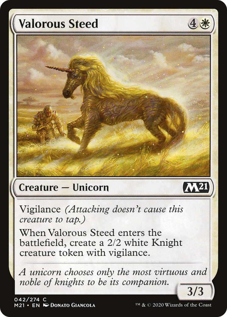 Valorous Steed (M21-042) - Core Set 2021 Foil - Premium MTG Single from Wizards of the Coast - Just $0.25! Shop now at Game Crave Tournament Store